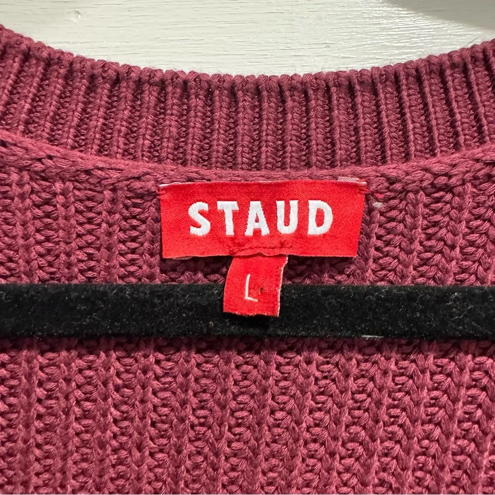 Staud Merlot Carnation Sweater‎ Knit Midi Dress Large Burgundy Designer Cozy - Picture 8 of 16